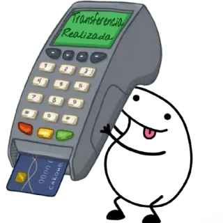 😀 7c95b0f3 Transferencia Realizada pagamento, cartão de crédito, terminal, desenho animado, transferência, transação, flork telegram sticker