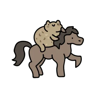 😀 5753a6fd กบ, ม้า, สัตว์, สติกเกอร์, น่ารัก, การ์ตูน, ขี่ telegram sticker