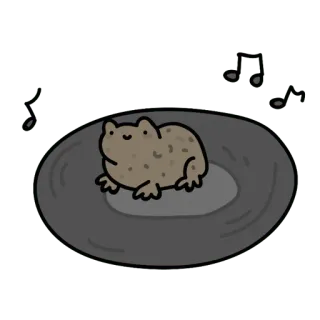 😀 72755d1d กบ, ดนตรี, แผ่นเสียง, การ์ตูน, สัตว์, น่ารัก, สติกเกอร์ telegram sticker