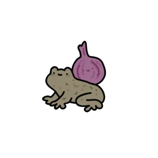 😀 92e2c998 กบ, หัวหอม, สัตว์, อาหาร, การ์ตูน, น่ารัก, คาวาอิ telegram sticker