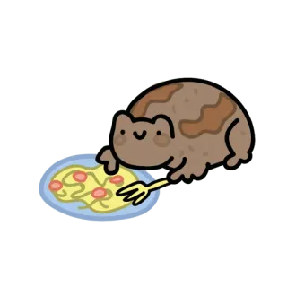 😀 ec6f32fa กบ, สปาเก็ตตี้, การ์ตูน, อาหาร, สัตว์, น่ารัก telegram sticker