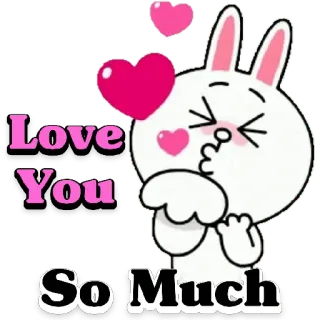 😀 04c81894 Love You So Much 愛, ウサギ, ハート, かわいい, 愛情, キス telegram sticker