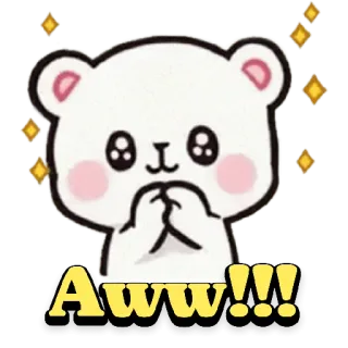 😀 406d34d2 Awww!!! かわいい, カワイイ, くま, 愛らしい, キラキラ, 顔文字, 漫画 telegram sticker