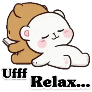 😀 8be92efe Ufff Relax... クマ, かわいい, リラックス, 睡眠, マンガ, 動物, 抱擁, 休憩 telegram sticker