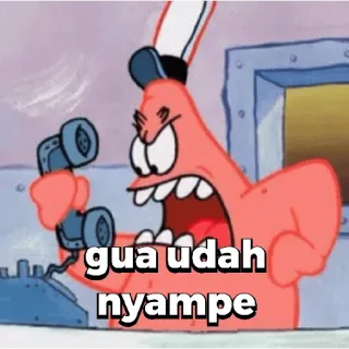 π 36c5e8b4 Patrick Star Spongebob Squarepants gua udah nyampe cartoon, angry, Patrick, Spongebob, phone telegram sticker