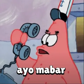 π 7642f1ab Patrick Star Spongebob Squarepants ayo mabar cartoon, patrick, spongebob, phone, mabar telegram sticker