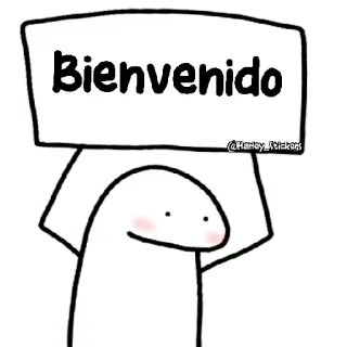 😀 4e9502b1 Bienvenido bienvenue, panneau, mignon, bonhomme allumette, salutation whatsapp sticker