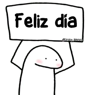 😀 f0264135 Feliz día joyeux, jour, fête, bonhomme allumette, salutation whatsapp sticker