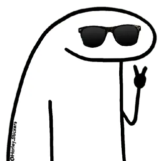 😀 bc3e8bb1 stiker, kartun, kacamata hitam, simbol perdamaian, flork telegram sticker