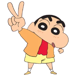 😀 f3db3963 Shin-chan Crayon Shin-chan Shin-chan, Anime, Desenho animado, Personagem, Sinal de paz telegram sticker