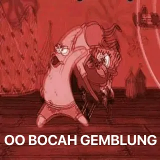 😀 10ecbdbc Spongebob OO BOCAH GEMBLUNG Spongebob, Kreskówka, Patryk, Meme, Obraźliwe, Indonezyjski, Slang telegram sticker