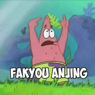 😀 6ad86b17 Patrick Star Spongebob Squarepants FAKYOU ANJING patryk rozgwiazda, spongebob, środkowy palec, kreskówka, obraźliwy, mem telegram sticker