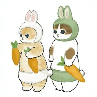 😀 8398fbb6 gatti, coniglio, carote, animali, carino, costume, pasqua whatsapp sticker