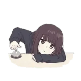 😀 1658f7fe Аниме, Девушка, Стол, Колокольчик, Милый, Манга, Персонаж whatsapp sticker