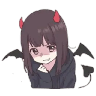 😀 3a947961 Аниме, Дьявол, Демон, Милый, Девушка, Рога, Крылья whatsapp sticker
