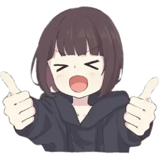 😀 54cc5893 Аниме, Девушка, Палец вверх, Позитив, Милый, Мультфильм whatsapp sticker
