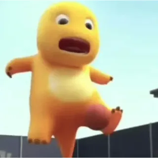 😀 fa3ed159 desenho animado, personagem, amarelo, chutando, animado whatsapp sticker