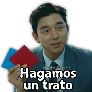 😀 bacb3e06 Hagamos un trato deal, agreement, offer, cards, man telegram sticker