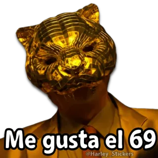 😀 c19c070a Me gusta el 69 number 69, golden mask, offensive, adult humor telegram sticker