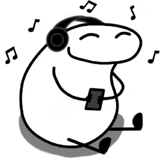 😀 36823074 Kartun, Musik, Headphone, Relaksasi, Mendengarkan, Karakter whatsapp sticker