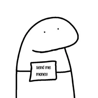 😀 28221a72 send me money money, begging, request, cartoon, humor, donation telegram sticker