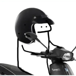 😀 344bdefe stick figure, motorcycle, helmet, scooter, cartoon telegram sticker