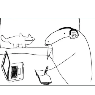 😀 3ca20298 Yoot cartoon, character, desk, laptop, animal, drawing, headphones telegram sticker