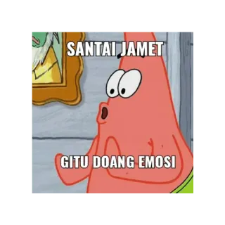 😀 09d1d329 Patrick Star Spongebob Squarepants SANTAI JAMET
GITU DOANG EMOSI Cartoon, Spongebob, Patrick, Meme, Schockiert telegram sticker