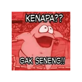 😀 61e1e56a Patrick Star Spongebob Squarepants KENAPA??
 GAK SENENG!! patrick, spongebob, cartoon, meme, lustig, wütend telegram sticker
