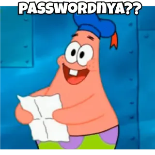 😀 aecf5105 Patrick Star Spongebob Squarepants PASSWORDNYA?? patrick, passwort, spongebob, cartoon telegram sticker