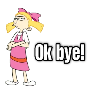 😀 09d9b63b Helga Pataki Hey Arnold! Ok bye! Cartoon, animiert, Tschüss, Auf Wiedersehen, OK, abweisend, Figur, Nickelodeon telegram sticker
