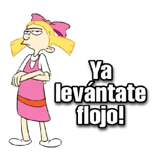 😀 4c1de8d6 Helga Pataki Hey Arnold! Ya levántate flojo! Cartoon, Sticker, Helga Pataki, Hey Arnold, Spanisch, Aufwachen, Faul telegram sticker