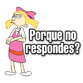 😀 b068e706 Helga Pataki Hey Arnold! Porque no respondes? Helga, Hey Arnold, Cartoon, Frage, Warum antwortest du nicht?, Spanisch, Animation telegram sticker