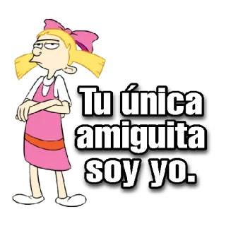 😀 e6b6c968 Tu única amiguita soy yo. Cartoon, Mädchen, Spanisch, Freund, Attitüde telegram sticker