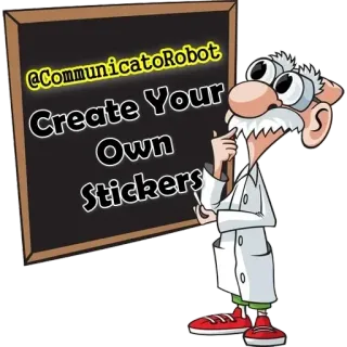 🧡 7dcc693e @CommunicatoRobot Create Your Own Stickers nhãn dán, robot, tạo, khoa học, phim hoạt hình, nhà khoa học, telegram telegram sticker