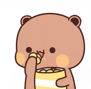 🍄 14e601d4 gấu, ăn, đồ ăn vặt, dễ thương, hoạt hình, kawaii telegram sticker