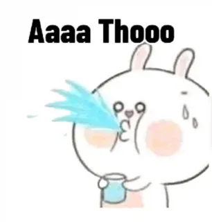 😐 c15f568e Aaaa Thooo bunny, crying, cute, cartoon, emotional, water, meme whatsapp sticker
