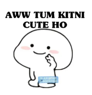 🤩 d4b0c30f AWW TUM KITNI CUTE HO cute, kawaii, hindi, cartoon, adorable whatsapp sticker