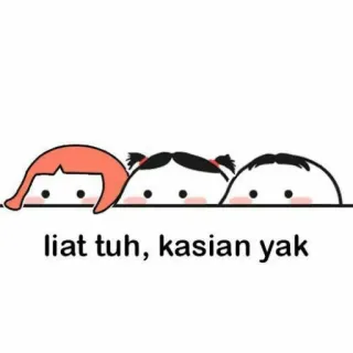 🌔 59f9aa2f liat tuh, kasian yak Dibujos animados, Chicas, Asomando, Lindo, Ilustración whatsapp sticker