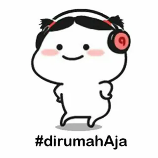 🌔 eab803e5 #dirumahAja Dibujos animados, Quédate en casa, Cuarentena, Ilustración, Lindo, Música, Auriculares whatsapp sticker