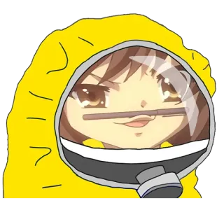 🛡 2f0633c6 Anime, Dziewczyna, Kreskówka, Naklejka, Kombinezon ochronny, Urocze telegram sticker