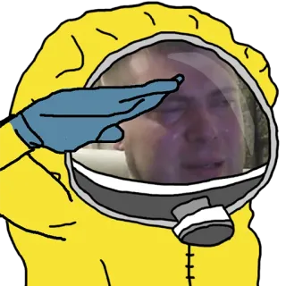 🛡 c32557c6 żółty garnitur, kombinezon ochronny, salut, płacz, mem telegram sticker