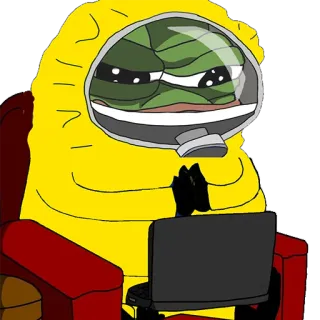 🛡 cf9e5478 Pepe the Frog pepe, żaba, mem, kombinezon ochronny, komputer telegram sticker