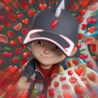 ❤️ c97d8efd BoBoiBoy мультфильм, персонаж, красный, черный, белый, цифровое искусство telegram sticker
