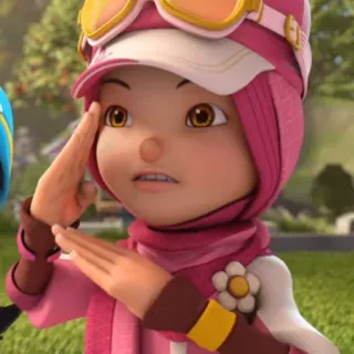 👾 ec9638be девушка, розовый, мультфильм, персонаж, платок, приветствие telegram sticker