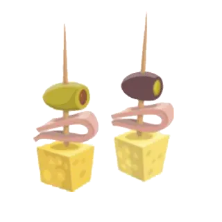 🍢 3eb86db7 olive, jambon, fromage, snack, nourriture, apéritif, cure-dent telegram sticker