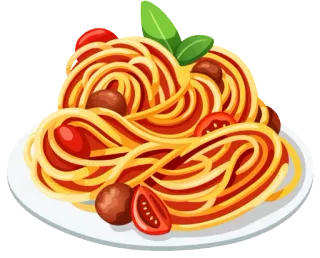 🍝 53e4b70e spaghetti, pâtes, nourriture, italien, plat, boulettes de viande telegram sticker