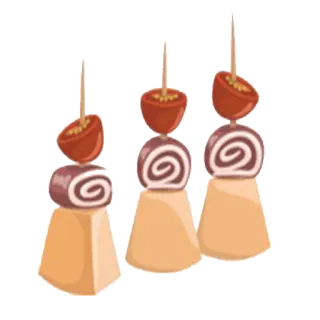 🍢 f29d0586 nourriture, apéritif, canapé, brochette, tomate, fromage, viande telegram sticker