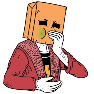 🤢 07890408 Papiertüte, traurig, verärgert, Person, Illustration whatsapp sticker