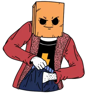 😏 27c3b869 Cartoon, Papiertüte, Figur, Illustration whatsapp sticker